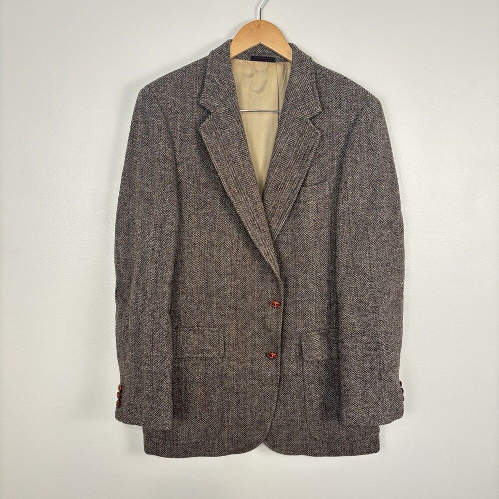 VTG Today's Man Woolmark Wool Tweed Size 41 Mens Sports Coat Blazer Jacket Brown - Picture 2 of 13